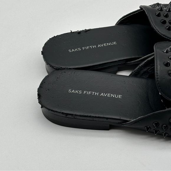 Saks Fifth Avenue Rudy Metal Spikes Slip on mule loafers shoes size 11.5 - Picture 5 of 13